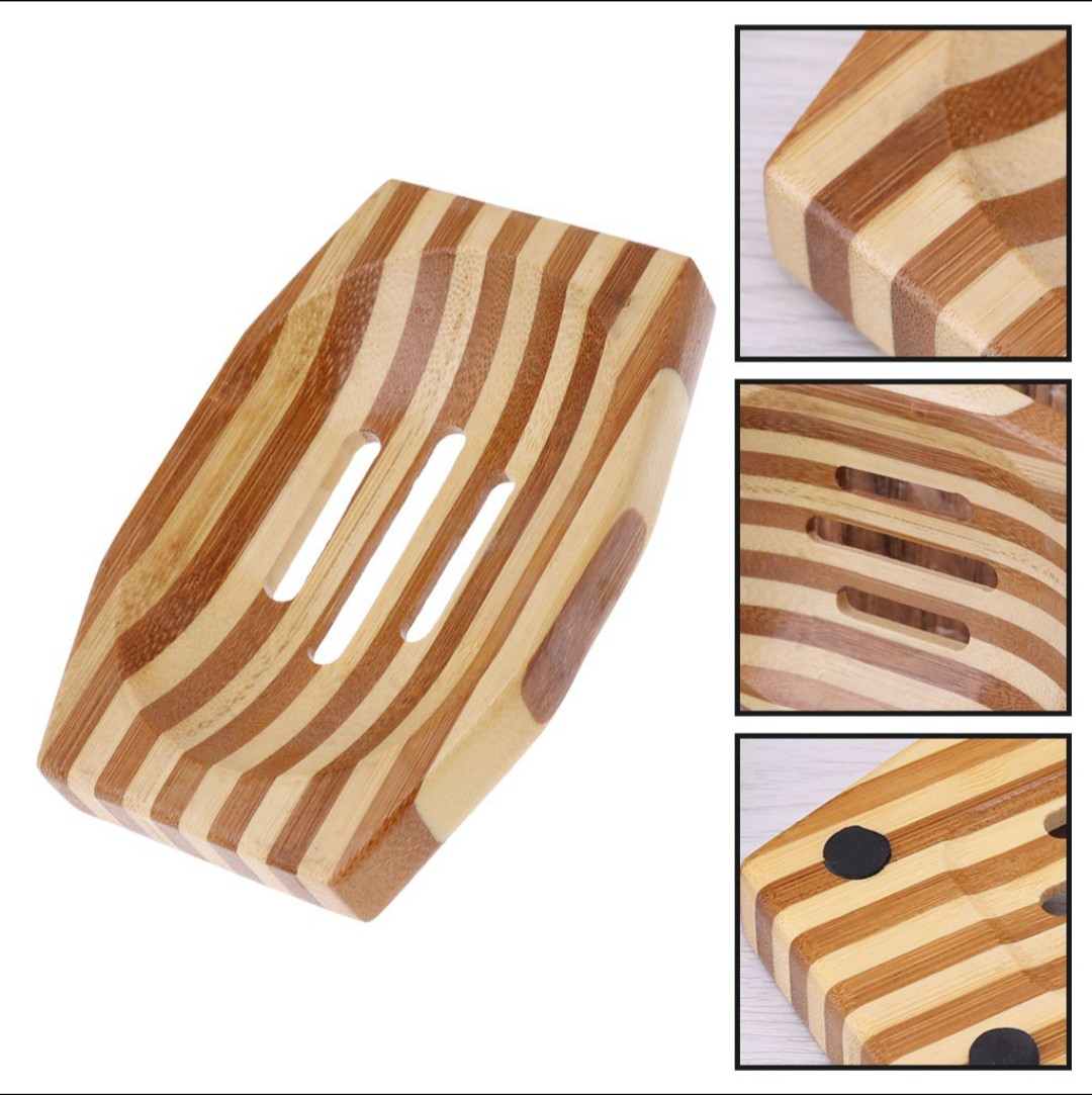 Style Bamboo Soap Dish handmade/ Khay dĩa gỗ để xà phòng handmade bằng gỗ tự nhiên, hình bầu dục, kiểu dáng sang trọng, decor trang trí nhà cửa gần gủi thiên nhiên