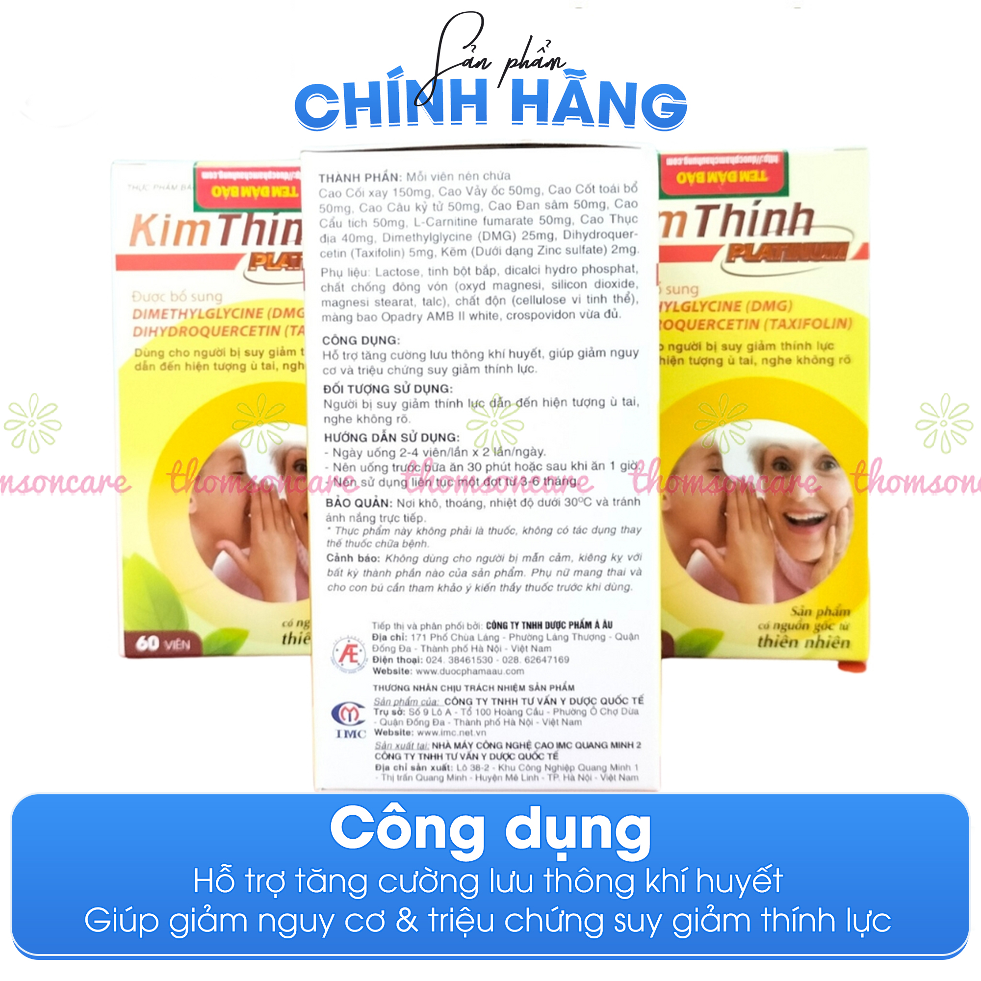 Kim thính Platinum Hàm lượng cao lọ 60v hiệu quả tốt hơn, giảm ù tai, tăng thính lực - Thomsoncare
