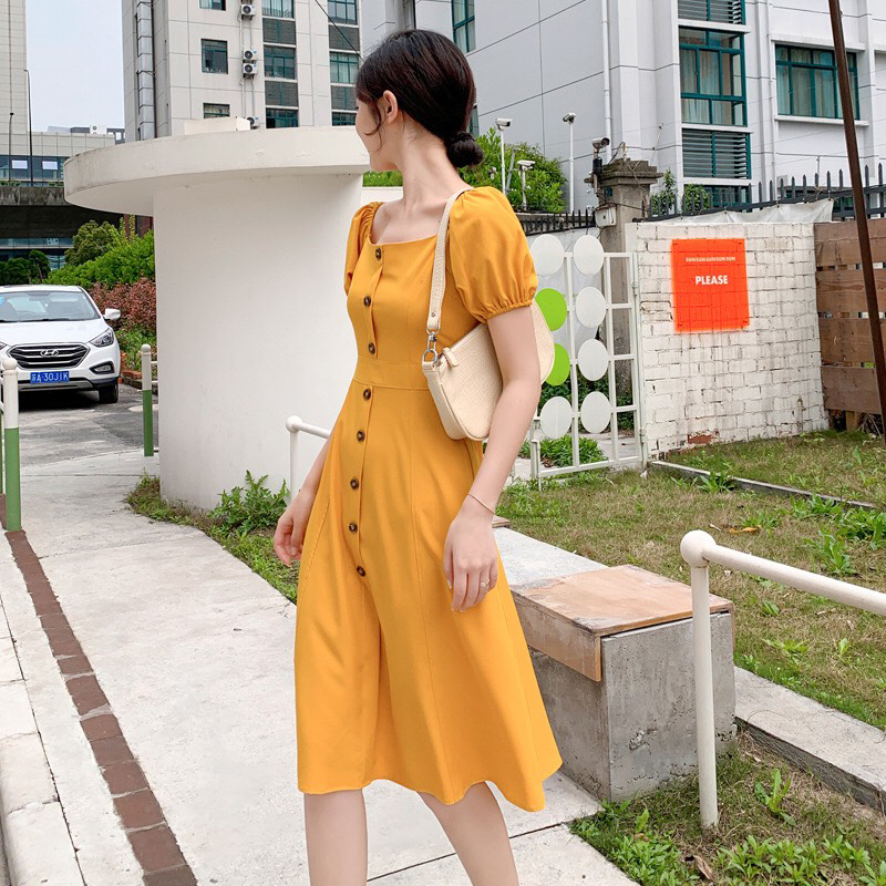 Váy đầm nữ thời trang Eden cổ vuông tôn dáng  D423  EDS  Thời Trang Eden