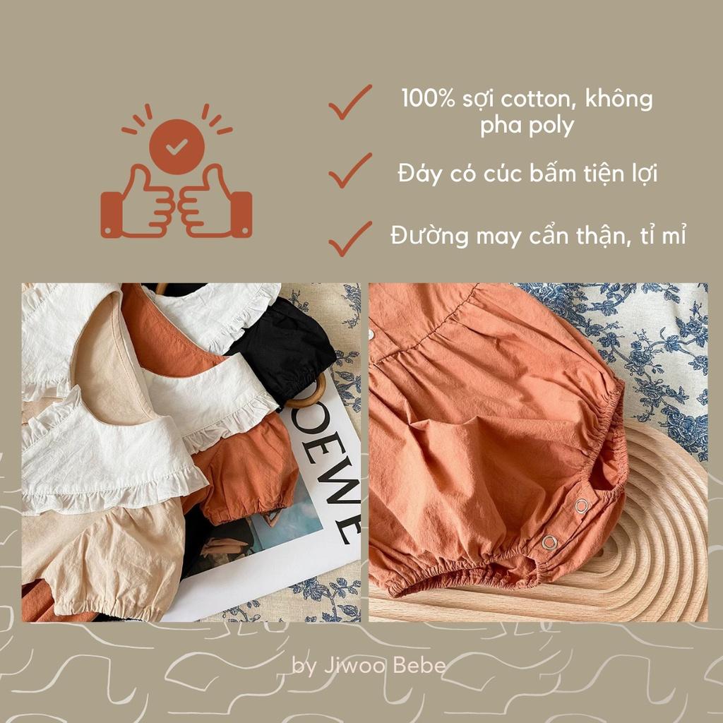 Bodysuit Cổ Bèo Chất Vải Thô Đũi 100% Sợi Cotton Mềm Mát - Bộ Liền Thân Chất Thô Cara Cho Bé Gái