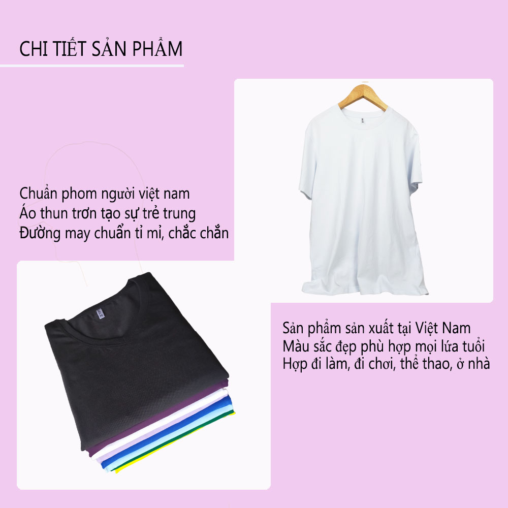 Áo phông nam cổ tròn màu trắng chất liệu 100% cotton dày dặn co giãn tay ngắn