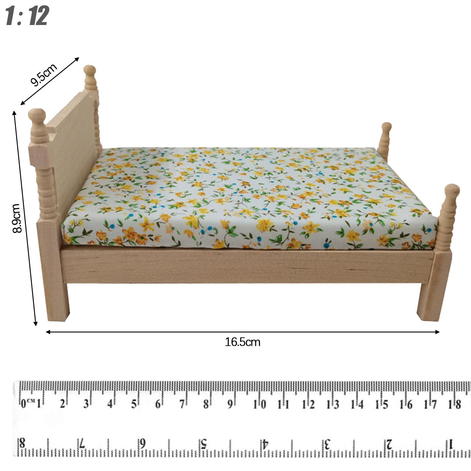 Bed Dollhouse Miniature 1:12 Bedroom Furniture