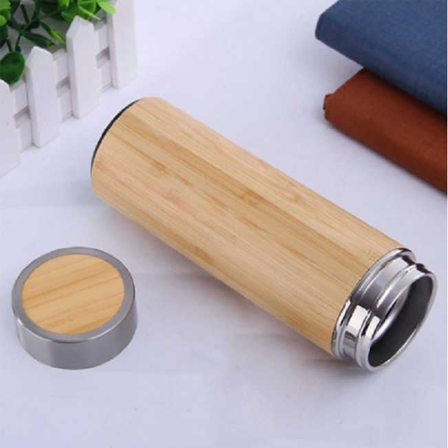 Bình Nước Giữ Nhiệt Lõi Inox Vỏ Gỗ Tre T7 Cao Cấp