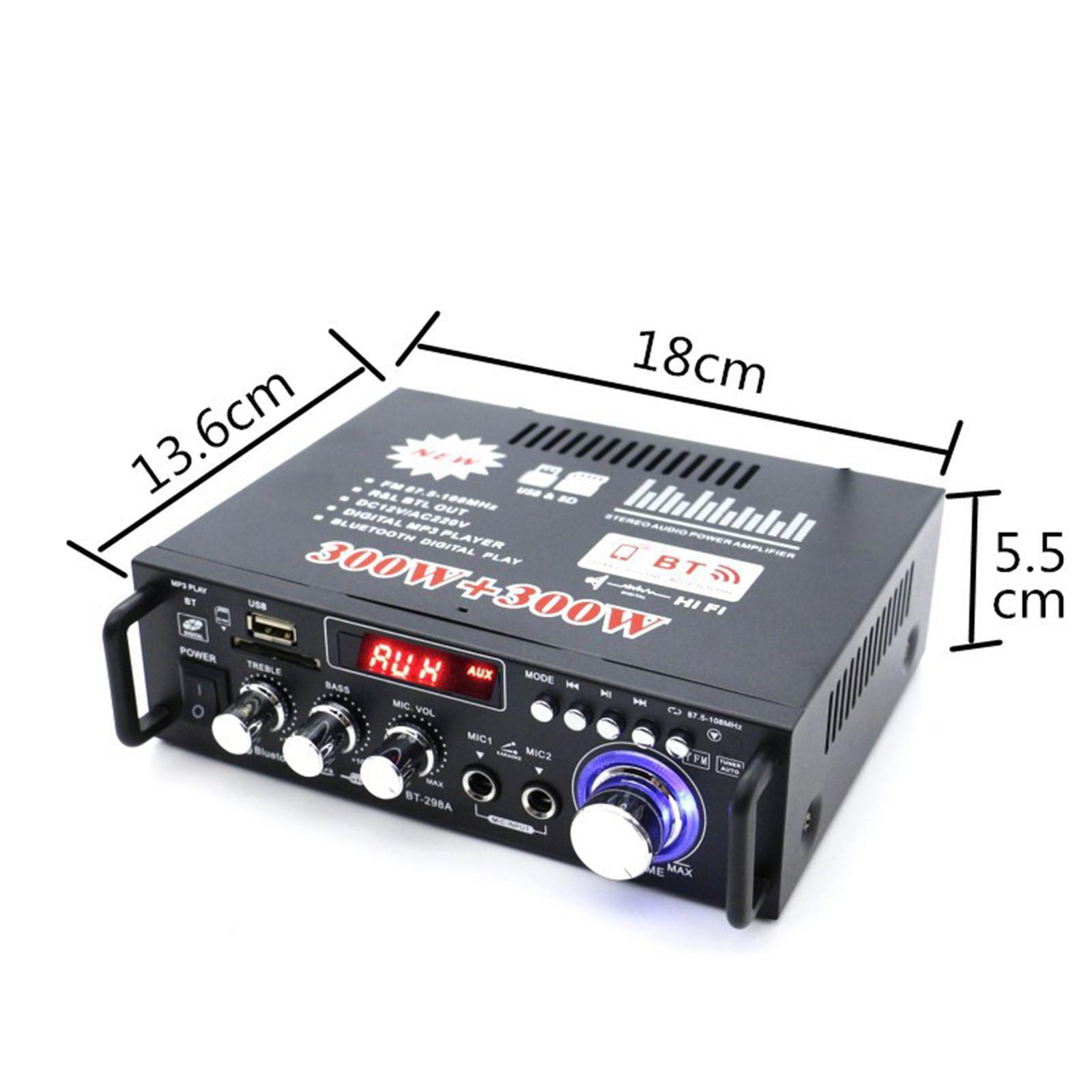 Mini 600W Bluetooth Car Audio Power Amplifier 12V 110V Receiver Speaker Amp