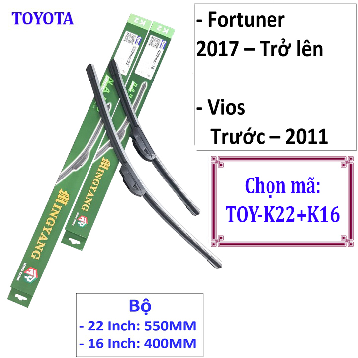 Bộ 2 thanh gạt nước mưa ô tô Nano mềm cao cấp dùng cho xe Toyota