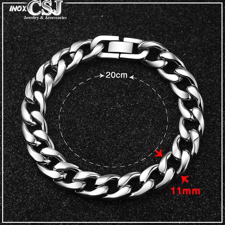 LẮC TAY KIỂU LẶC 11LY INOX KHÓA BỘ THỜI TRANG NAM ĐẸP - phong cách hàn quốc