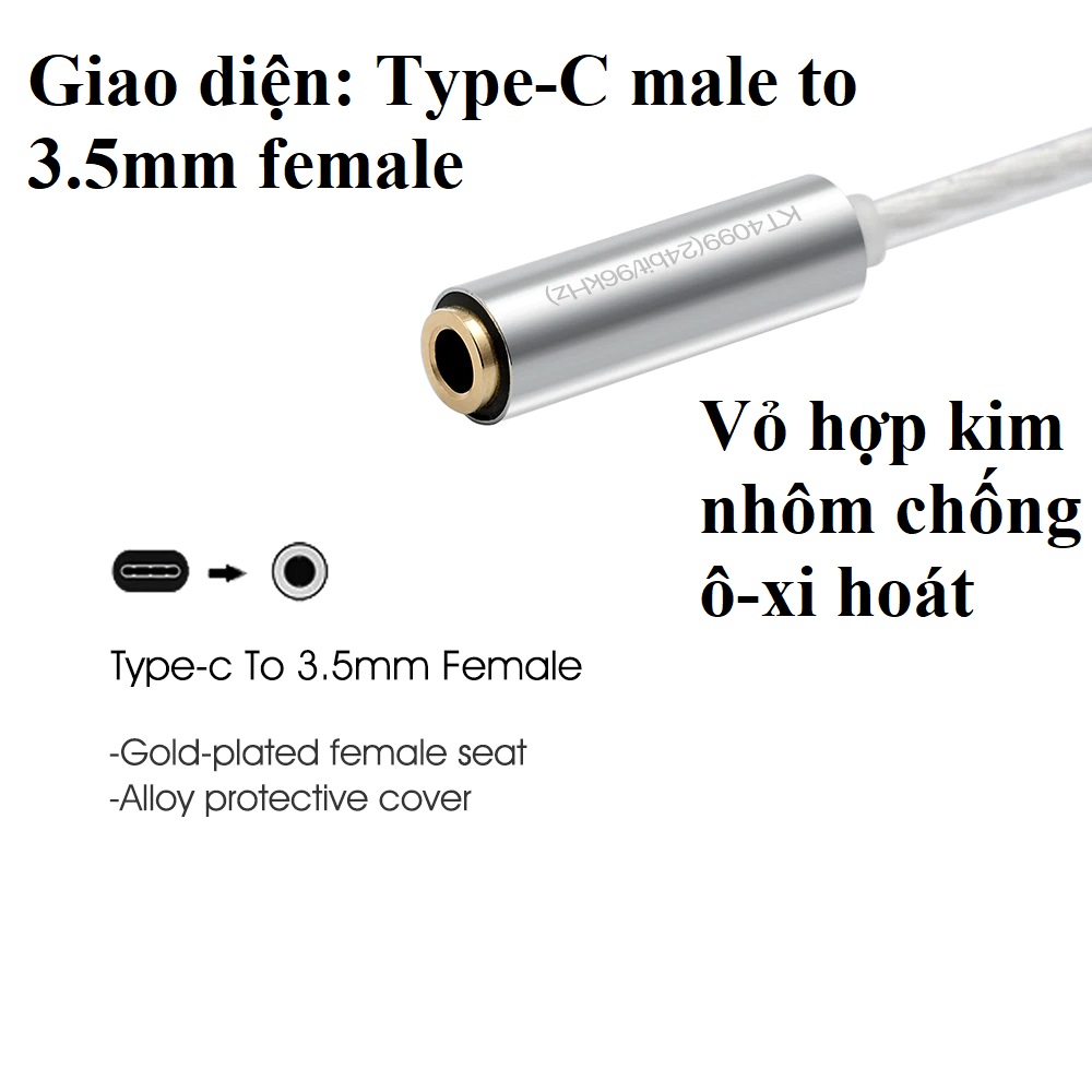 [ Type-C to 3.5 ] Cáp chuyển âm thanh C ra 3.5mm chip DAC AMP FAAEAL KT4099 _  Hàng chính hãng