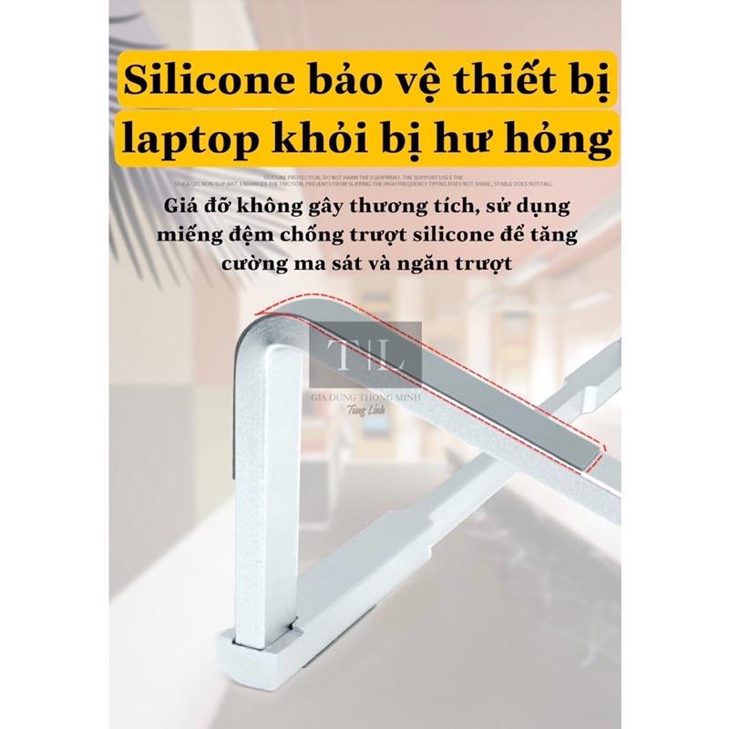 Thanh Giá Đỡ Kệ Máy Tính Laptop Đa Năng  Kệ gấp gọn, đẹp silicon chống trượt hợp kim nhôm tản nhiệt