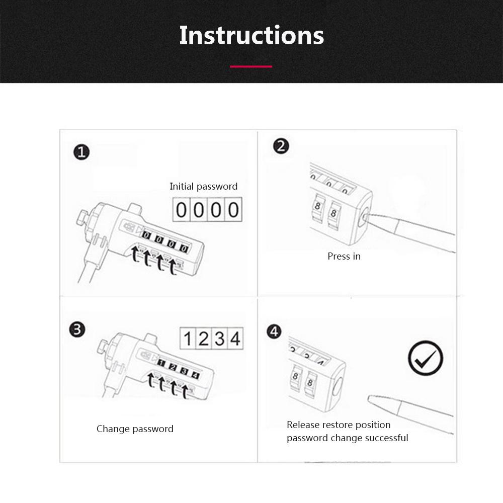Khóa mã hóa máy tính bằng hợp kim,bảo mật chống trộm thông minh có dây cáp chất lượng cao 1.2m