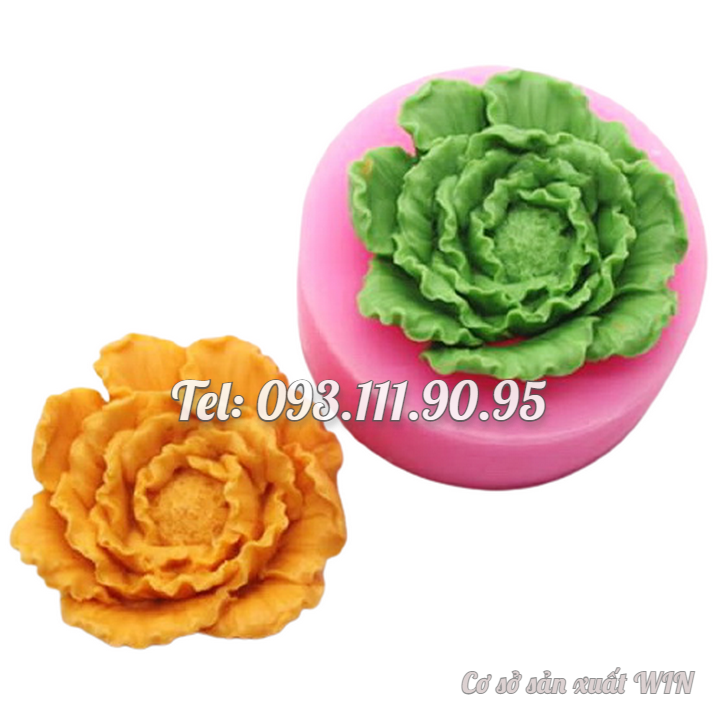 Khuôn silicon làm rau câu hoa mẫu đơn loại 8 cm - Mã số 1018