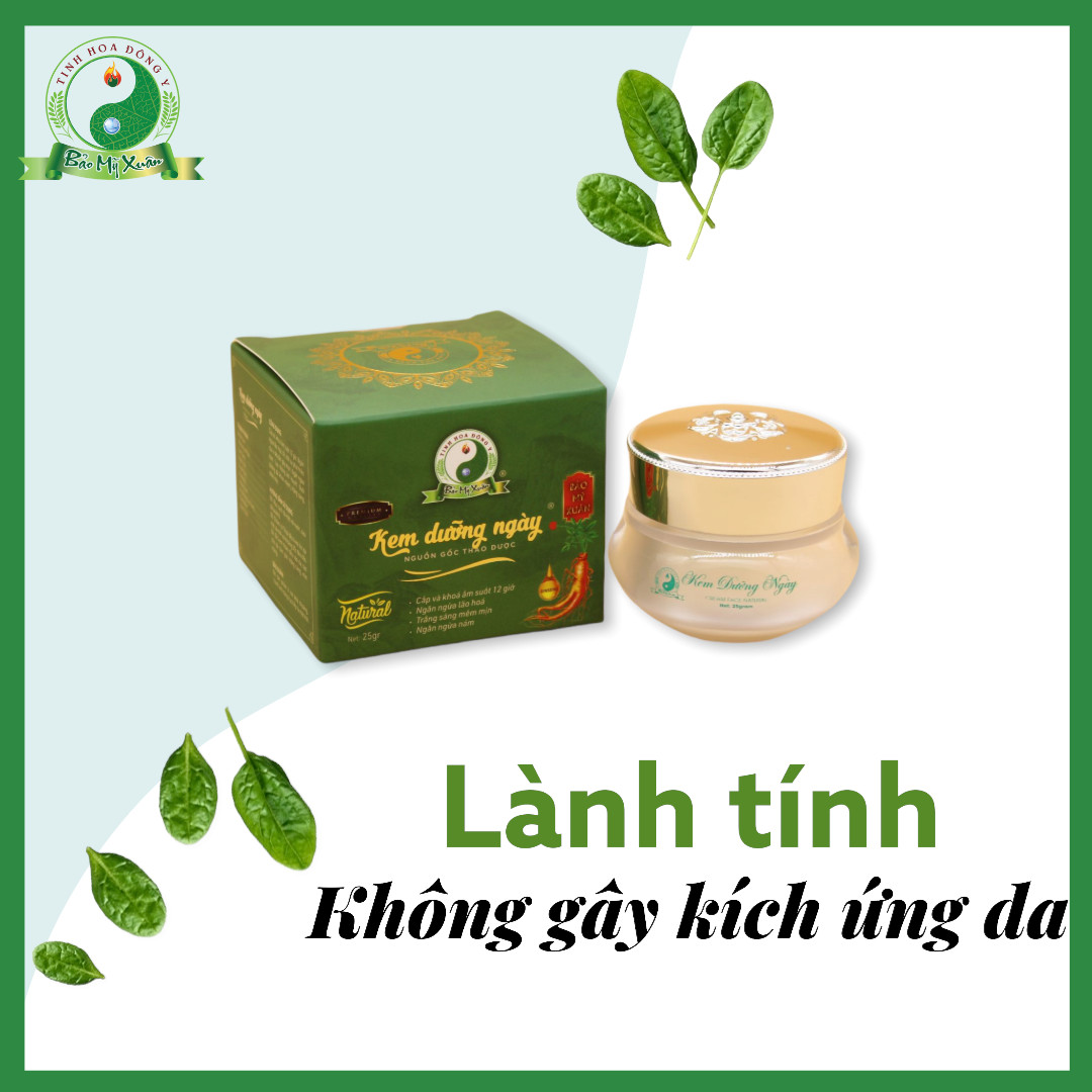 Kem Dưỡng Da Chiết Xuất 100% Thảo Mộc Thiên Nhiên Lành Tính Không Kích Ứng Da Nhiều Dưỡng Ẩm Thích Hợp Cho Da Dầu Nhờn Nhạy Cảm Khô  Nuôi dưỡng Phục Hồi Da Vào Ban Ngày Giúp Trẻ Hóa Làn Da Ngăn Ngừa Lão Hóa Chống tia UV Lọ 25g Bảo Mỹ Xuân