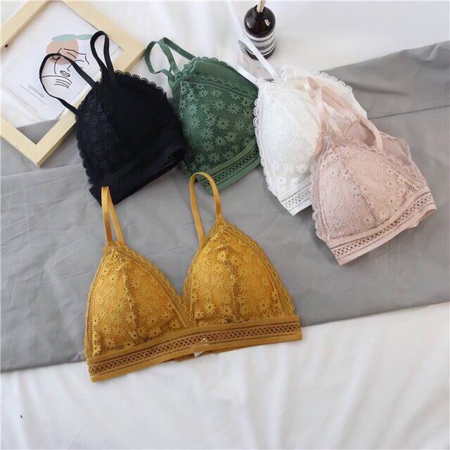 Áo Bra Ren Hoa Mini Mút Mỏng Cài Sau 7338
