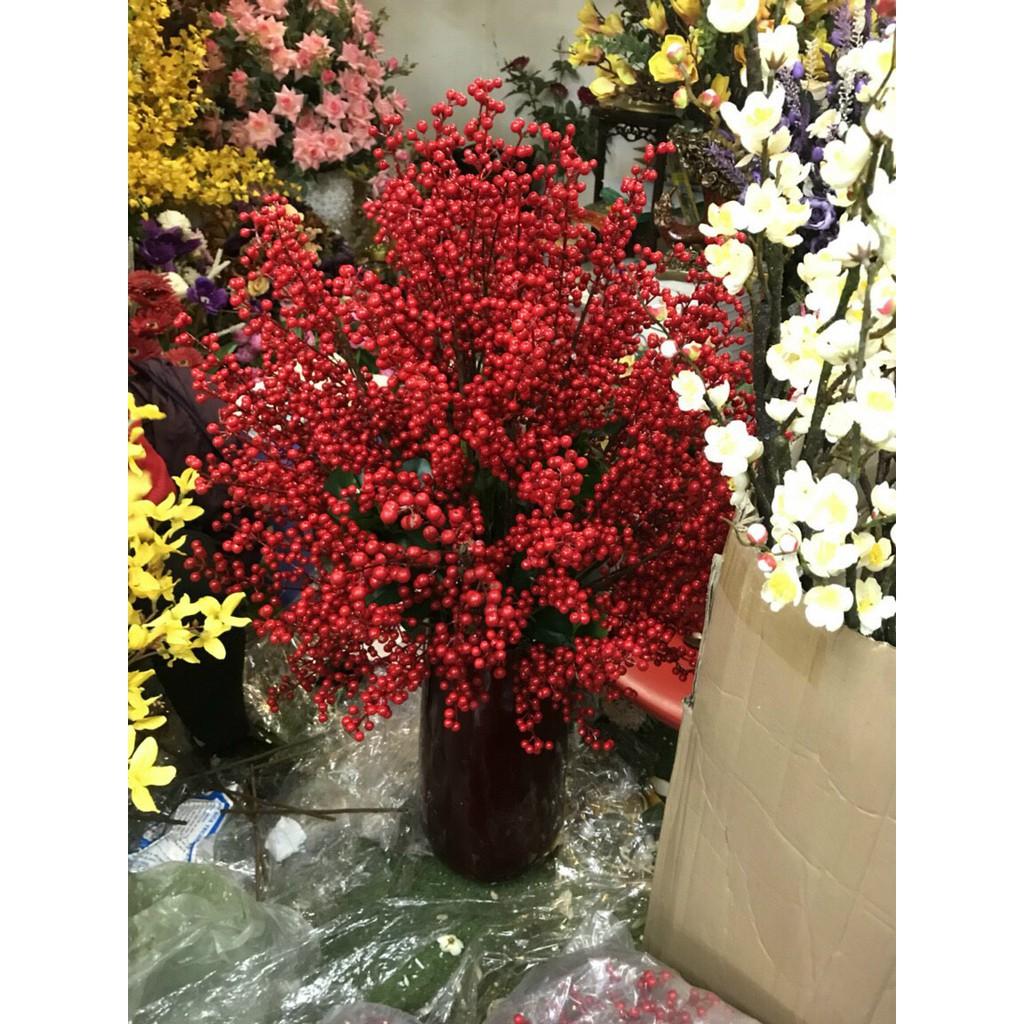 Combo 8 cành đào đông 12 nhánh + 4 cành silic lá xanh cắm kèm