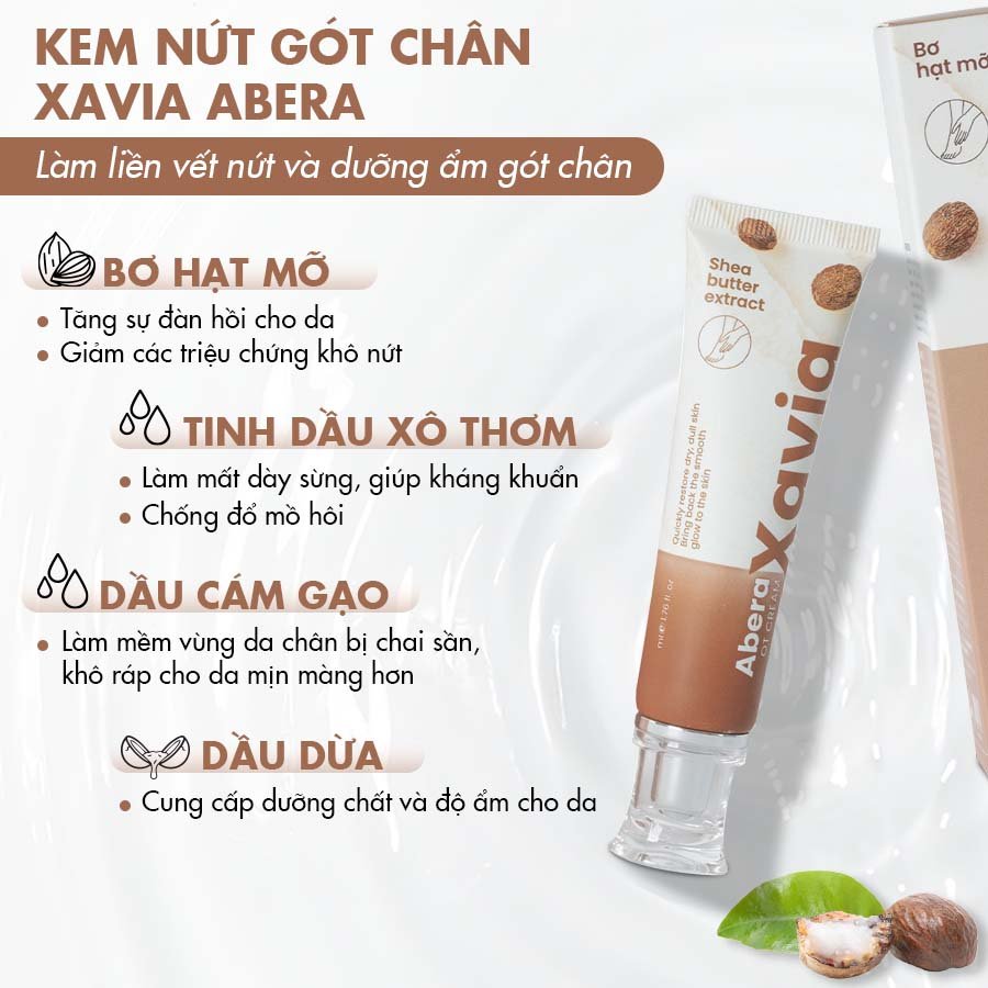 Kem nứt gót chân Xavia Abera 50ml và tẩy tế bào da chết Arian Abera 50ml