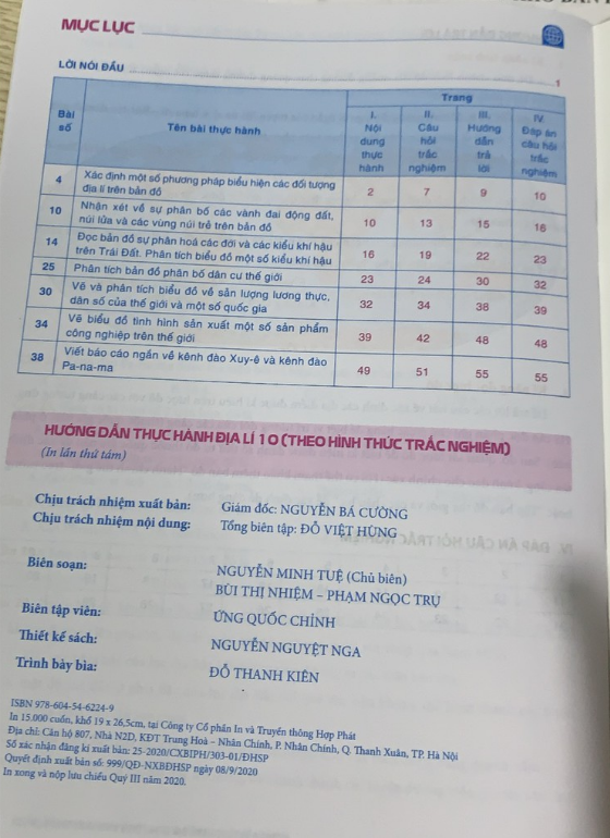 Sách - Hướng Dẫn Thực Hành Địa Lí 10 Theo Hình Thức Trắc Nghiệm