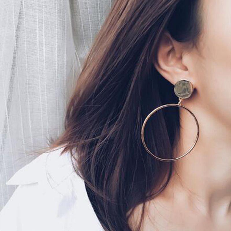 Hoa tai hình vòng tròn lớn hợp kim thời trang cho nữ