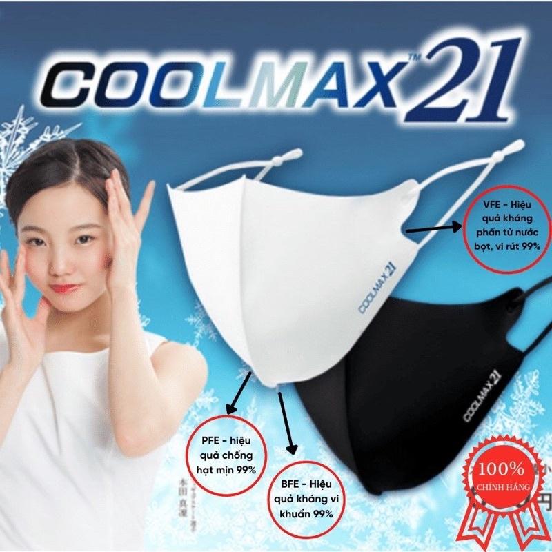 Khẩu Trang Vải CoolMax21 Vải Tạo Mát, Công Nghệ Nhật, Màng Lọc Bụi Mịn Kháng Khuẩn 99%, Giặt Đơn Giản Tái Sử Dụng 20 lần