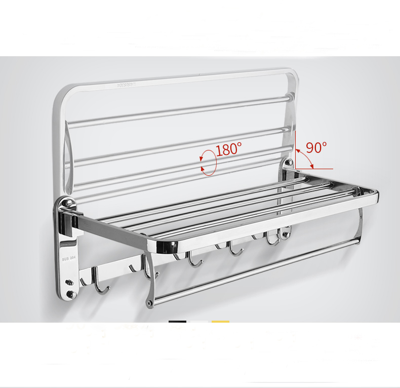 Kệ vắt khăn phòng tắm gấp đứng AIZA cao cấp inox 304 SÁNG BÓNG