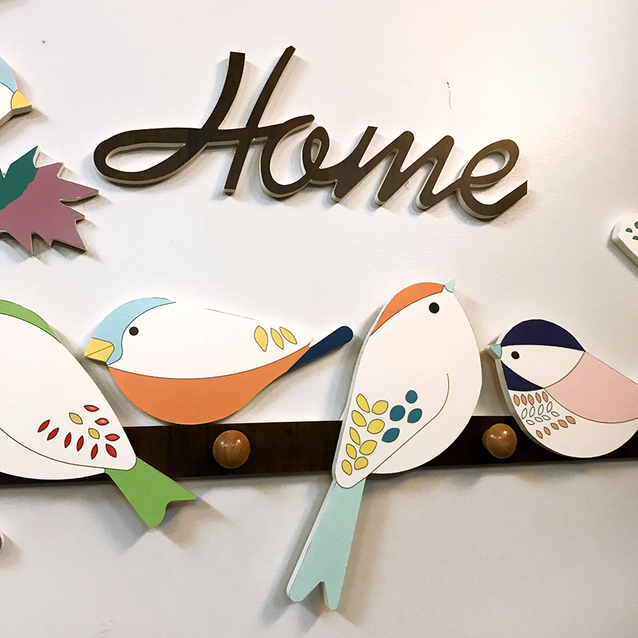 SET TRANH TREO TƯỜNG TRANG TRÍ HAPPY BIRDS ĐA NĂNG 2-IN-1 KIÊM MÓC TREO ĐỒ XINH XẮN - TẶNG KÈM BĂNG DÍNH 3M VÀ ĐINH VÍT CHUYÊN DỤNG