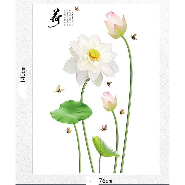 Decal trang trí tường Hoa Sen Trắng dịu dàng