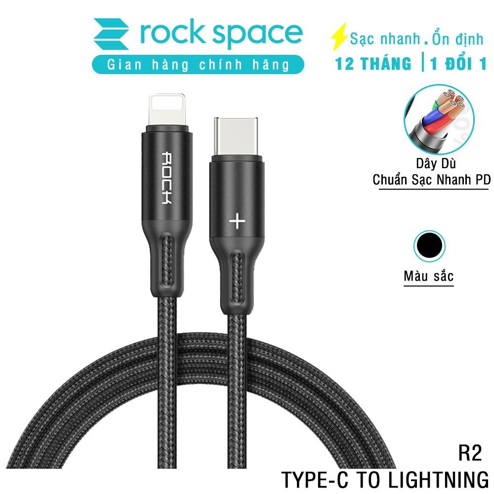 Dây Sạc Rockspace R2 dành cho Iphone sạc nhanh PD 18W ,dây dù - Hàng chính hãng