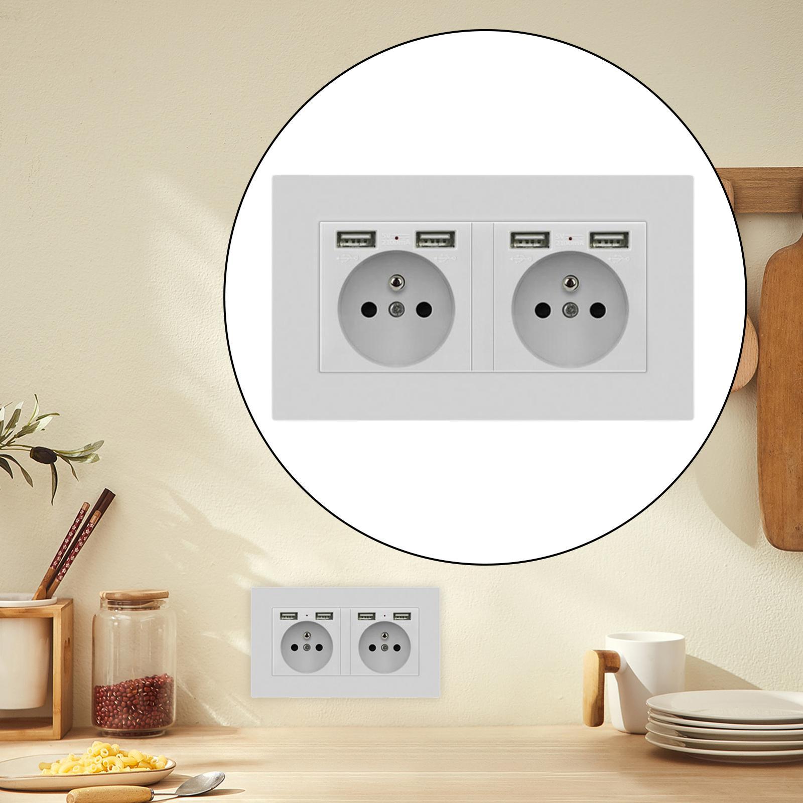 Wall Socket with USB Port Panel Power Outlets EU Plug for Office Restaurant