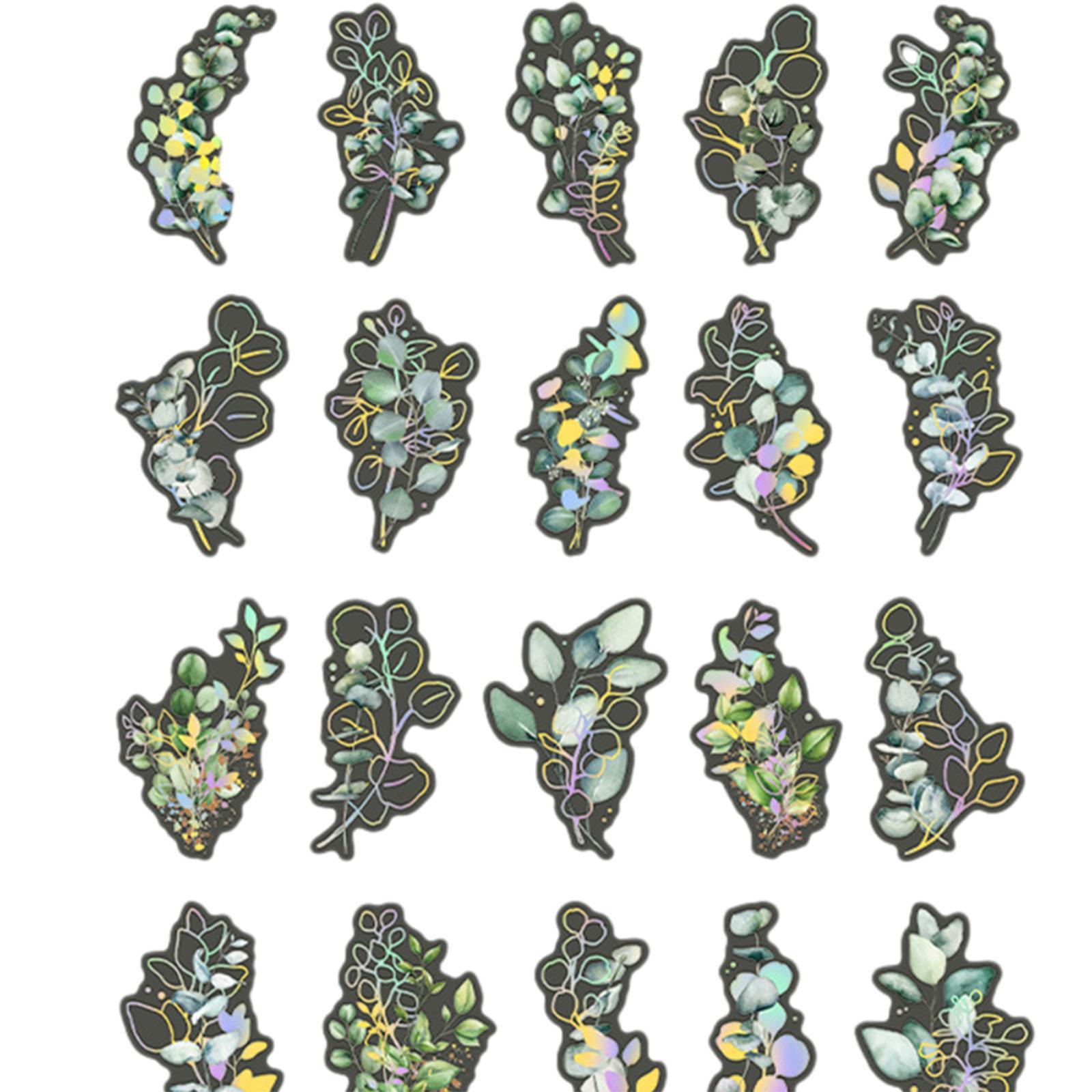 40Pcs Plant Stickers Scrapbooking Stickers DIY Crafts Waterproof Stickers PET Transparent Decorative Stickers  Notebook Diary
