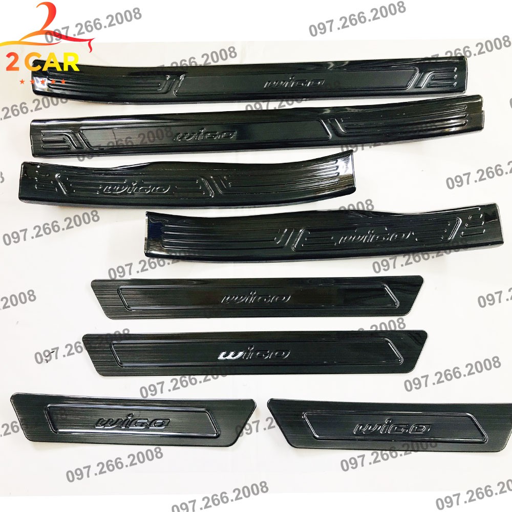 Ốp Bậc Cửa, Nẹp Bước Chân Trong, Ngoài Xe Toyota Wigo 2018-2020, chất liệu Titan