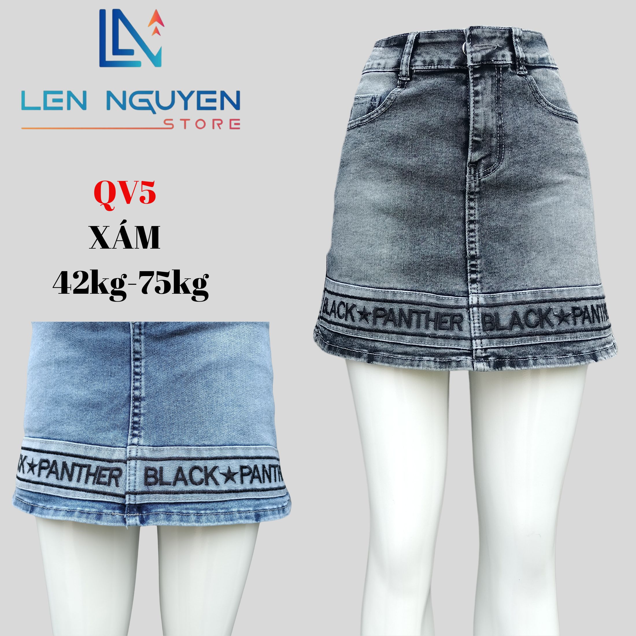 QV5_Quần jean nữ, quần váy, lưng cao, quần bò nữ dáng ôm, quần rin nữ có big size, cho 42kg đến 75kg,LEN NGUYEN STORE