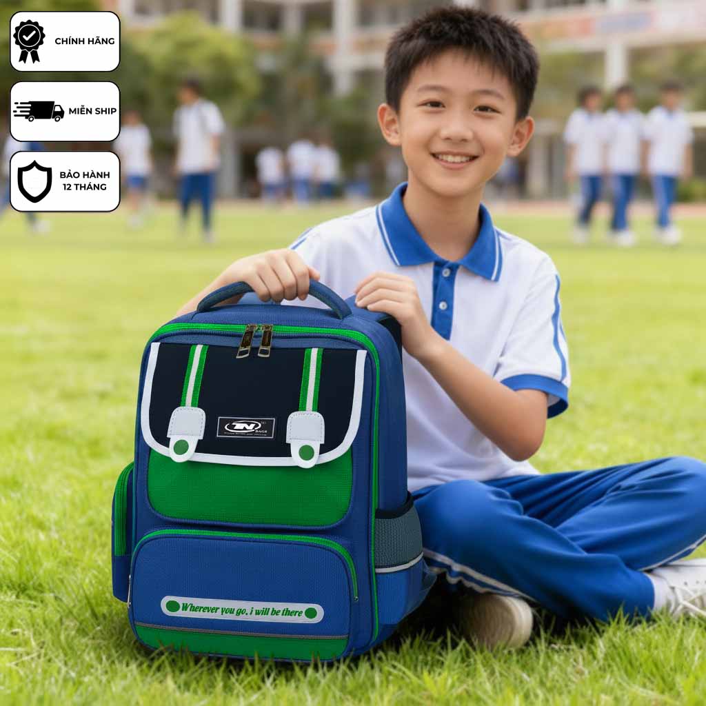 Balo học sinh cao cấp chống nước TNBags Smart Green TN.B 3111 balo đi học đi chơi tiện dụng cho bé thiết kế hiện đại êm ái bền đẹp!