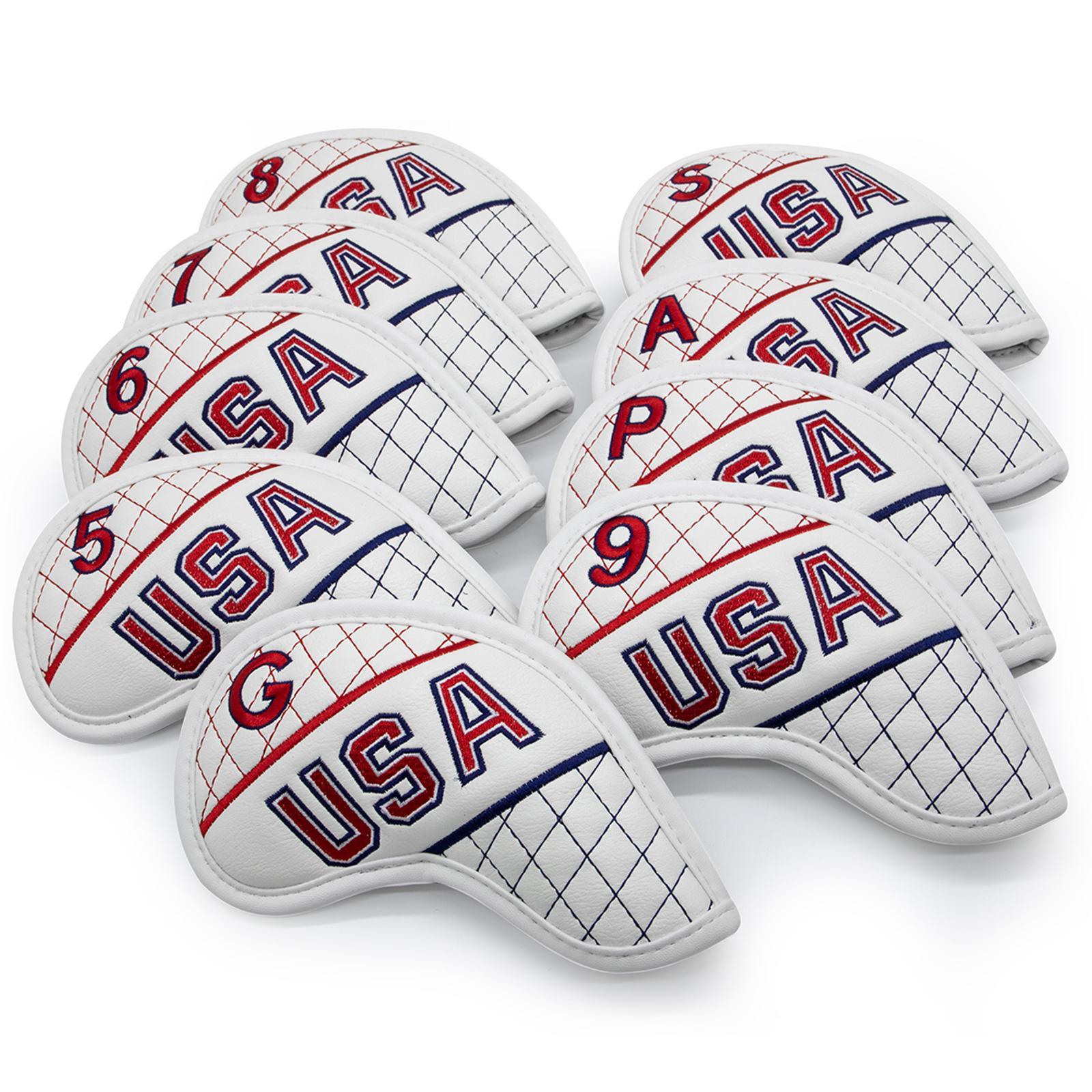 9x Premium Golf Head Iron Cover Set W/ Number Case 5,6,7,8,9,P,A,S,G for Irons All Brands