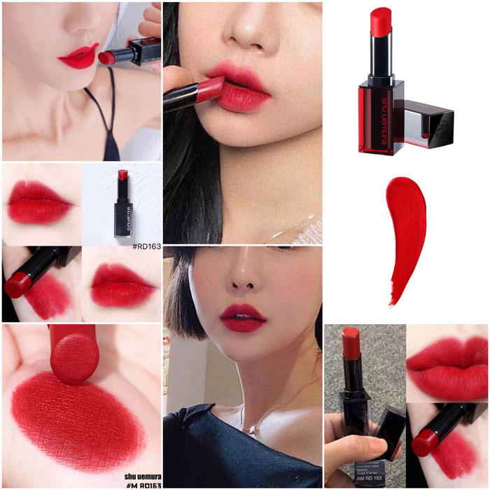 Son Shu Uemura Rouge Unlimited Amplified Matte AM RD 163 Màu Đỏ Tươi Thuần (Chất Son Lì Có Dưỡng)