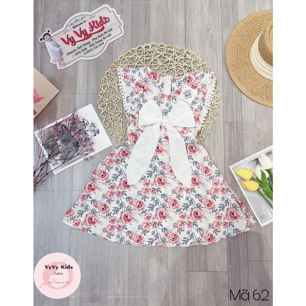 Đầm bé gái, váy bé gái hoa hồng nơ thời trang chất liệu Mango VyVy Kids Fashion