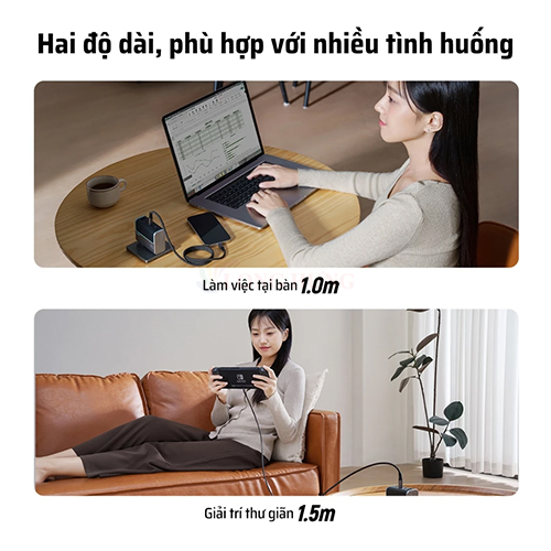 Cáp USB Type-C to Type-C Cuktech Braded Magnetic 240W PD3.1 CMC61 - Hàng chính hãng