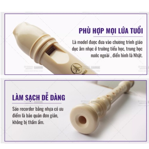 Sáo dọc Recorder Soprano YAMAHA YRS-24B kèm túi đựng - Nốt thổi Baroque, tiêu chuẩn giáo dục quốc tế