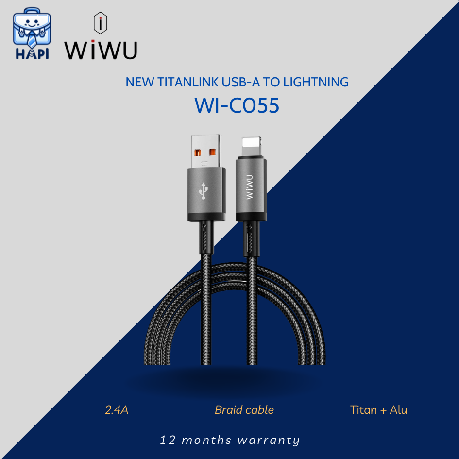 Cáp sạc USB-A to L WiWU Titanlink Wi-C055: Bọc dù, đầu hợp kim titan siêu bền
