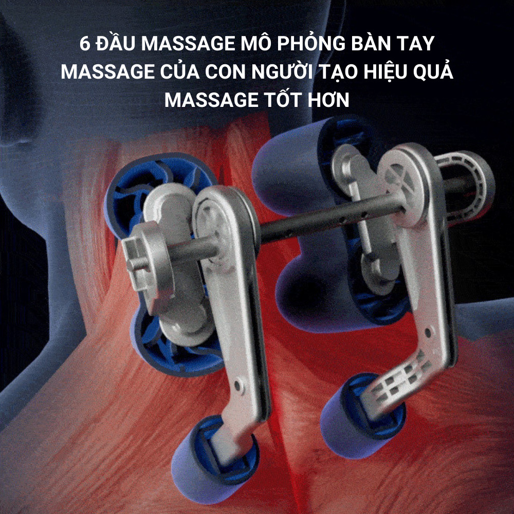 ￼Máy massage cổ vai gáy với 6 đầu mát xa nâng cấp chất liệu silicon, kết hợp chườm nóng giảm đau nhức