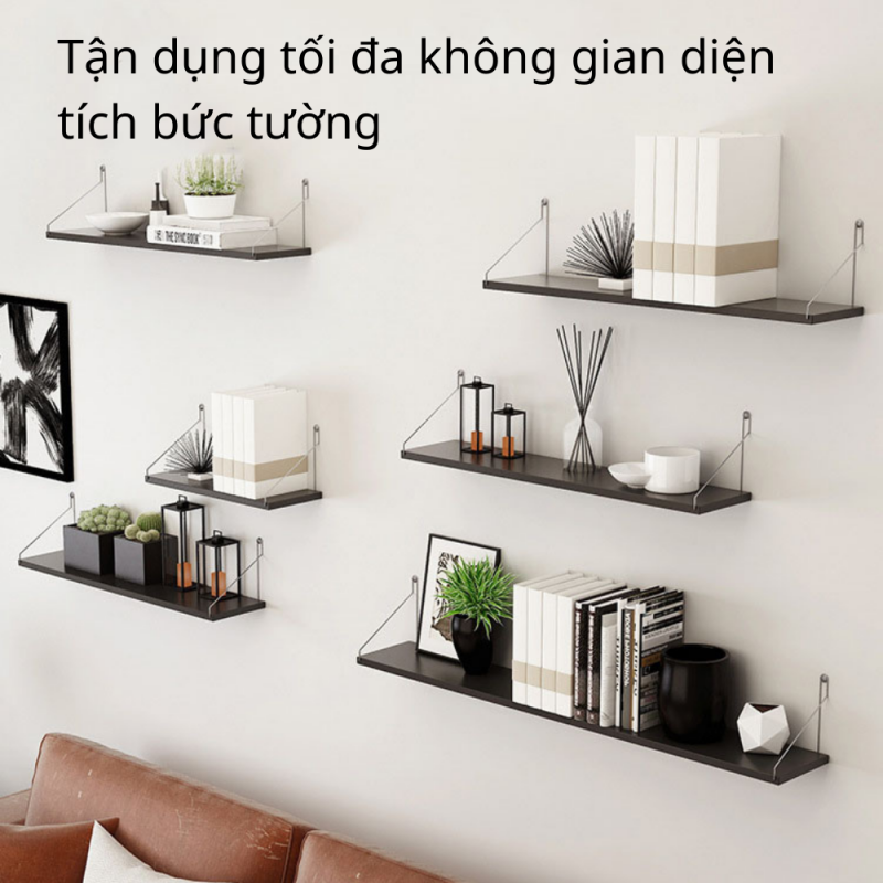 Kệ Treo Tường Gỗ Trang Trí FIVO Mã FB40 Không Cần Khoan Tặng Kèm Đinh 4 Chân Chắc Chắn, Dễ Dàng Treo Bằng 2 Cách với Móc Inox