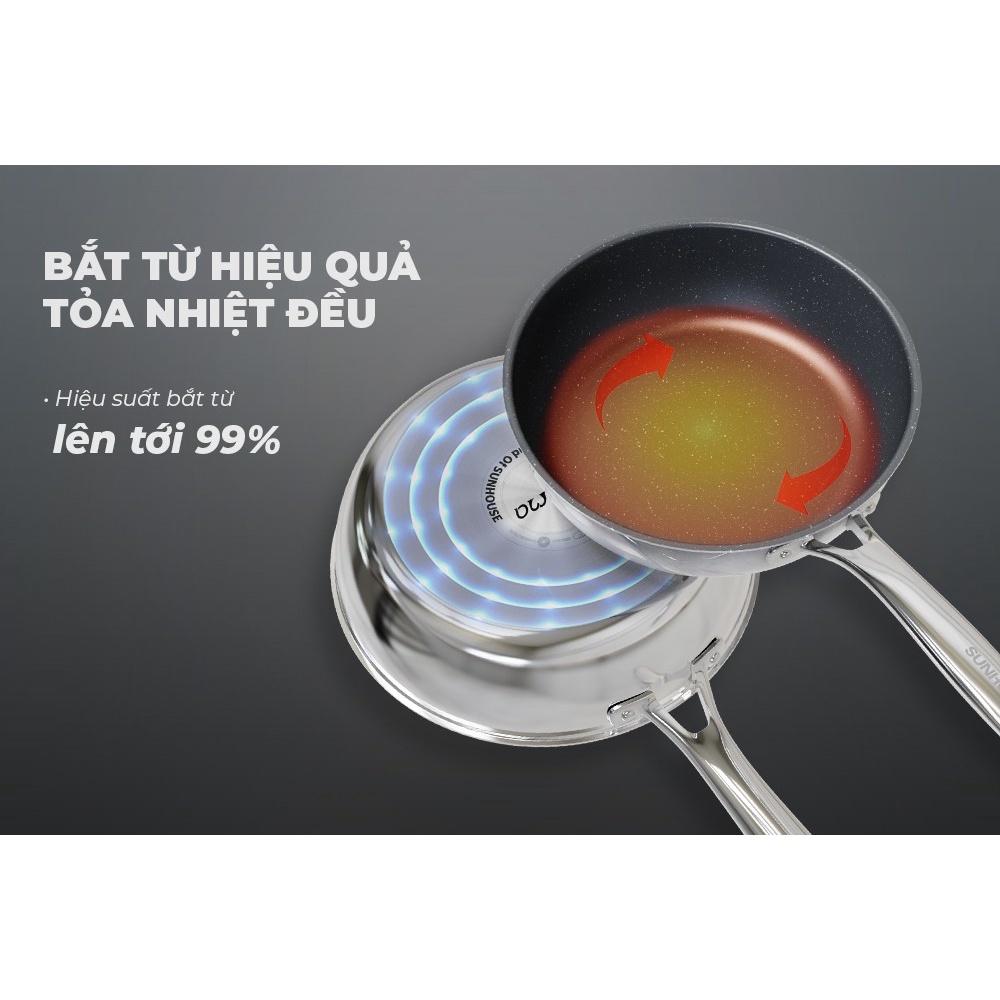 Chảo inox nguyên khối Sunhouse Desire DE20M, Chất liệu inox 2 lớp nguyên khối