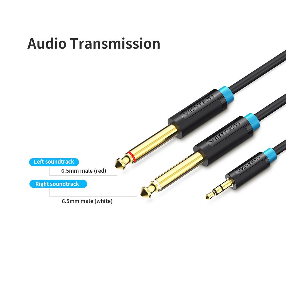 Cáp VENTION âm thanh 3,5mm sang kép 6,5mm 3,5mm bộ chia AUX đến 6,35mm với công tắc chuyển nhạc trái và phải