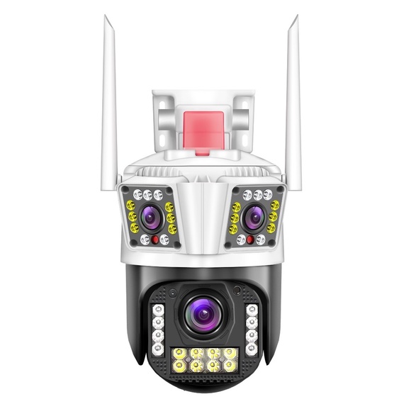 Camera an ninh 3 ống kính 10X Zoom WiFi PTZ đàm thoại hai chiều tự động theo dõi, màu sắc, tầm nhìn ban đêm - Hàng nhập khẩu