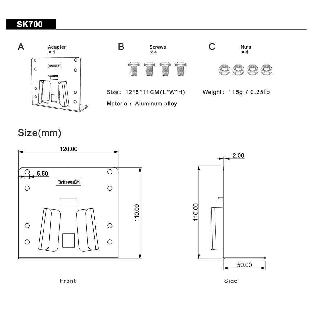 Rhinowalk Bike Bag Adapter Folding Bike Front Bag Block Adapter Bike Bag Bracket Aluminum Alloy Bicycle Bag Installation Accessory