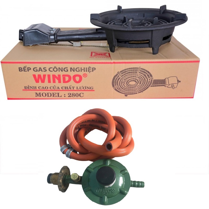 COMBO BẾP GAS CÔNG NGHIỆP HẨM WINDO 280 + TẶNG BÔ VAN DÂY - HÀNG CHÍNH HÃNG