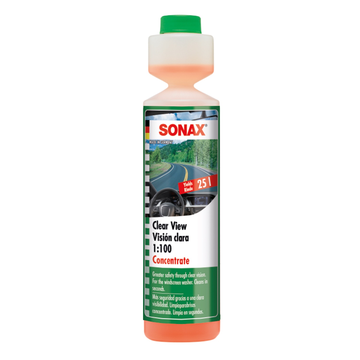 Nước rửa kính lái đậm đặc tỉ lệ 1:100 Sonax 371141 250ml - tặng 1 khăn 3M màu ngẫu nhiên - Làm sạch vết bẩn, ngăn chặn côn trùng, đổ vào két nước trước, pha để tẩy mốc kính