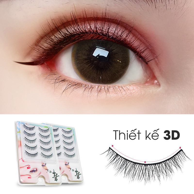 Bộ 5 Cặp Lông Mi Giả 3D Tự Nhiên Siêu Đẹp Chuyên Cho Makeup