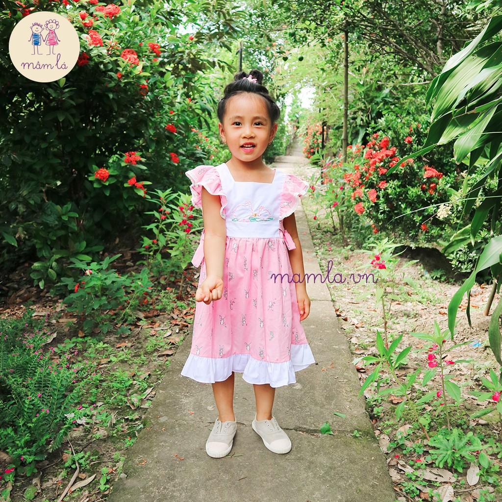 Đầm cánh tiên hồng thêu hình thỏ 2Y-6Y
