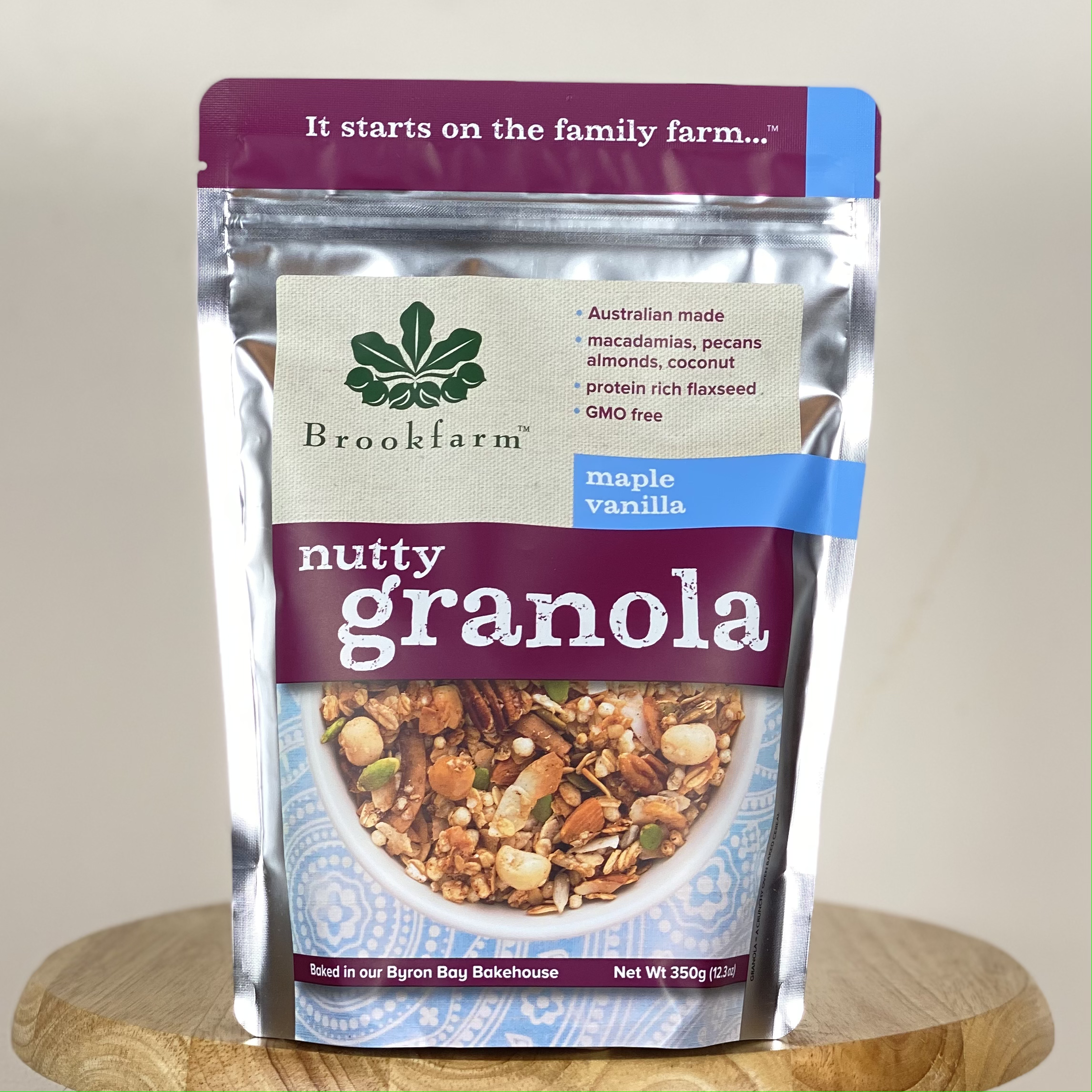 [Chính hãng] Gói Ngũ cốc Brookfarm Nutty Granola, thơm giòn vị mật ong rừng, nhập khẩu từ Australia - Gói 350g