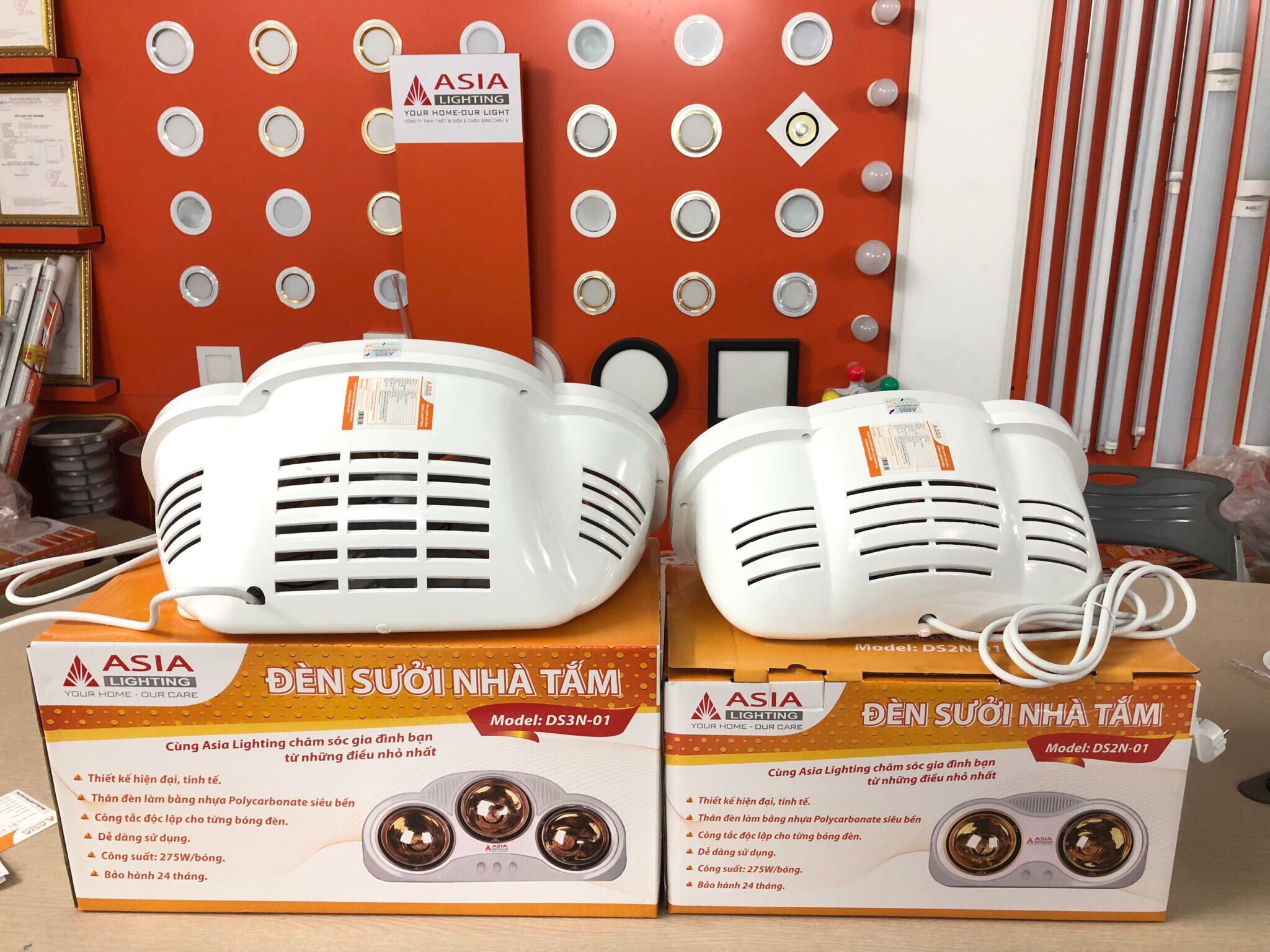 ĐÈN SƯỞI NHÀ TẮM 3 BÓNG ASIA CAO CẤP