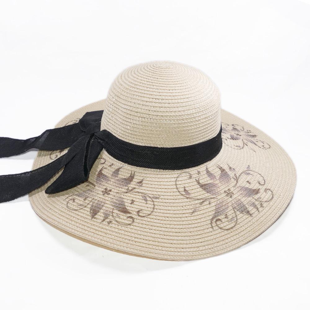 Mũ cói hoa to và nơ vành rộng 12 cm, vòng đầu 56 cm - chất liệu vải cói đẹp thích hợp cho chị em phụ nữ