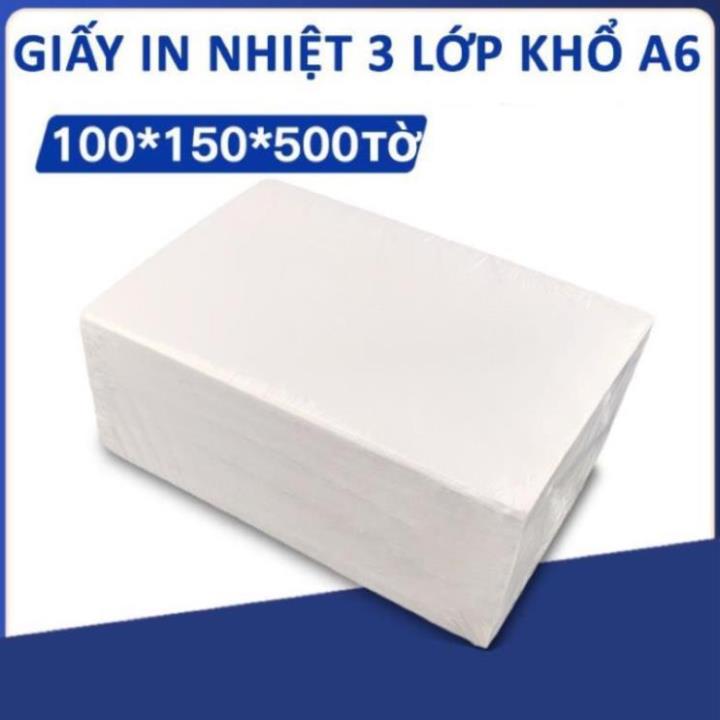 Giấy In Nhiệt Tự Dính Khổ A6 100 x 150mm Dạng Tệp 500 Tờ